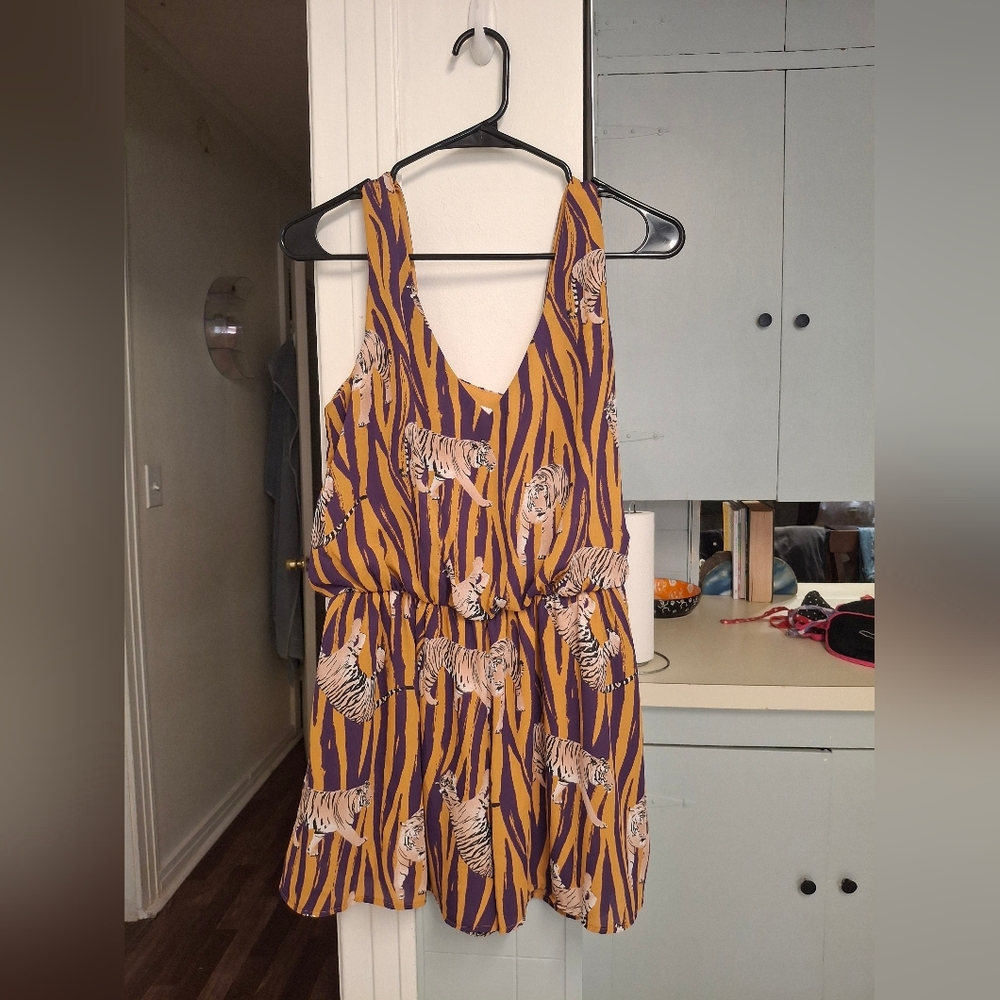 Adrienne Orange and Purple Patterned Dress